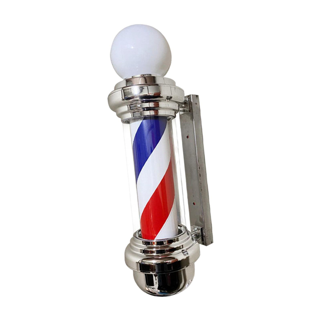 Barber Pole LED Light Rotating Wall Mount Rainproof Stripes with Ball Hair Salon Sign Light for Indoor Outdoor Party