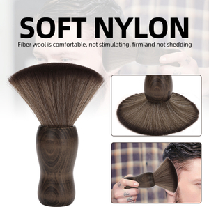 Custom Private Logo Softer Fiber Hair Hairdressing Neck Duster Fiber Brushes Wood Handle Neck Brush