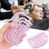 Purple Hollow Square Massage Brush with Dry and Wet Dual Use Portable Scalp Massager