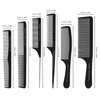 6 Pcs Black Straight Comb Salon Hair Styling Hairdressing Comb Set for Professional Hair Cutting Comb