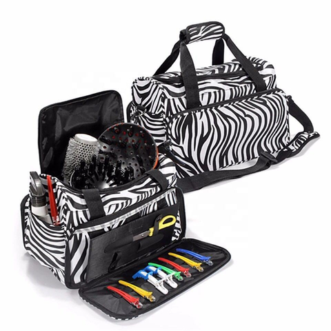 Barber Styling Hairdressing Tool Bag Salon Scissor Comb Trimmer Storage Bag Makeup Case Organizer Hair Dryer Training Zebra Bag