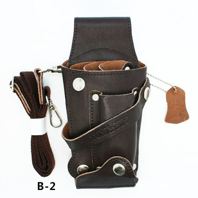 Barber Salon Scissors Bag Hairdressing Waist Bag Hairdresser Grooming PU Tool Leather Bag