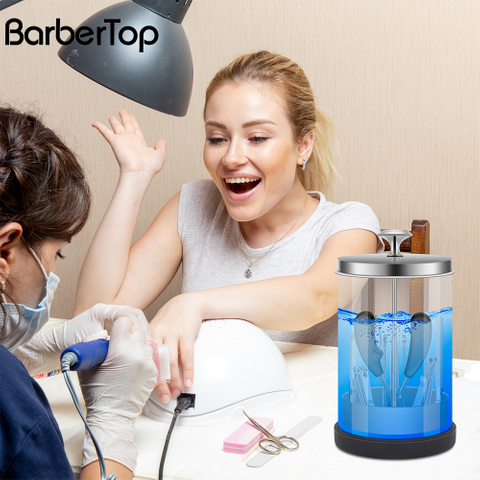 Barbers Salon Manicure equipment Hairdressing Tools Glass sterilizer Jar