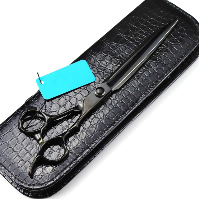 Professional JP 440c steel 8 '' Pet dog grooming Black hair scissors Cutting barber tools haircut shears Hairdressing scissors