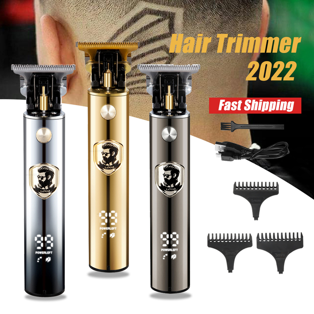  Men Beard Haircut Machine Metal USB Vintage T9 Electric Hair Clipper Professional Hair Cutting Machine Men's Shaver Trimmer Clippers