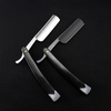 Manual Black Tan Wood Handle Shaving Razor Men's Razor High Quality Professional Barber Hair Cut Razor Gift