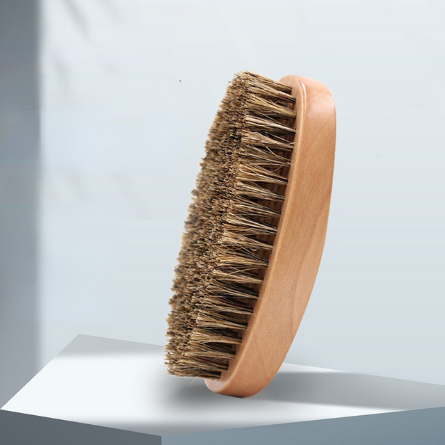 Natural Boar Bristle Beard Brush for Men Bamboo Face Massage That Works Wonders To Comb Beards And Mustache Drop