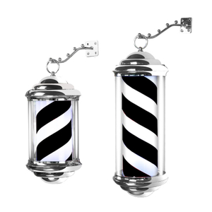 Roting Barber Pole Light with Hanging Rack Werproof Lamp Lighting Salon Sign LED for Outdoor Beauty Salon EU Plug