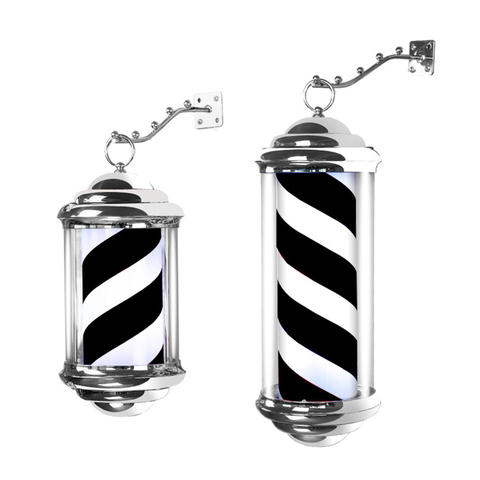Roting Barber Pole Light with Hanging Rack Werproof Lamp Lighting Salon Sign LED for Outdoor Beauty Salon EU Plug