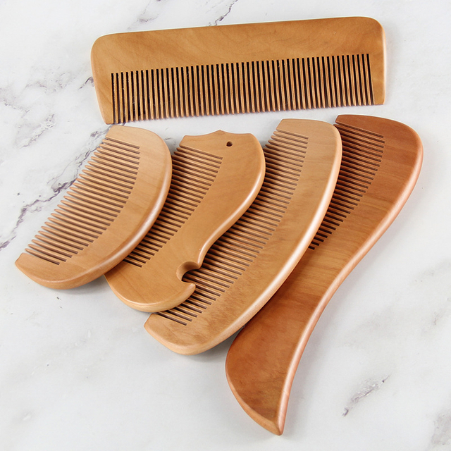 1Pcs Wood Comb Carved Painted Anti-Static Natural Head Massage Comb Handmade Wooden Hair Comb Hair Styling Tools for Gift