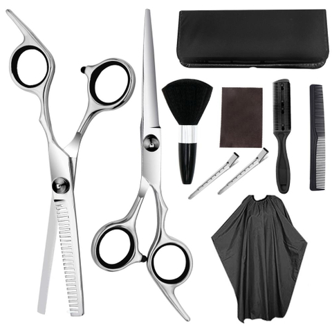 10 pcs set Professional 6 '' hair scissors with bag comb clip brush haircut thinning barber cutting shears hairdresser scissors