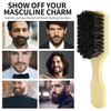 Boar Bristle Beard Brush Anti-slip Handle Shaving Comb Oil Head Beard Brush for Men