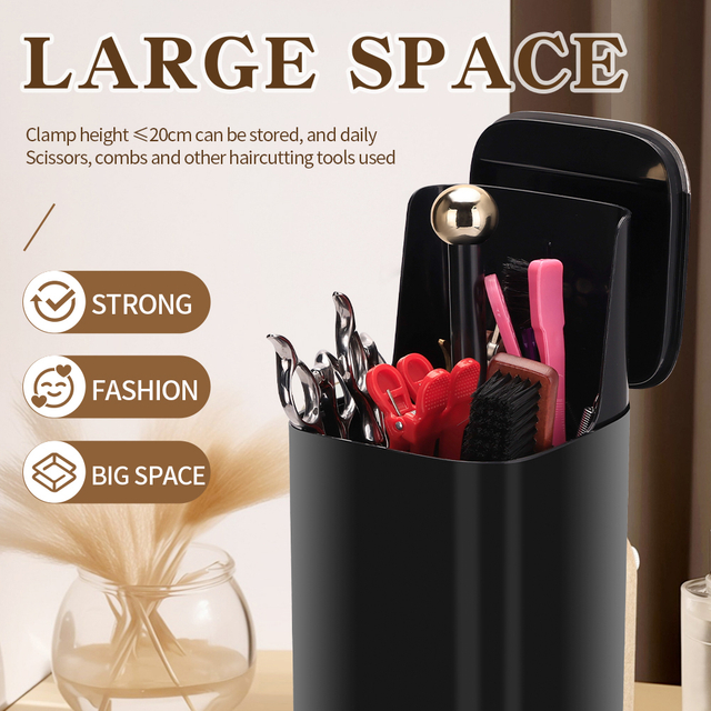 Beauty Hair Tools Brush Storage Box Dust-proof Desktop Storage Rack Barber Scissors Brush Bucket