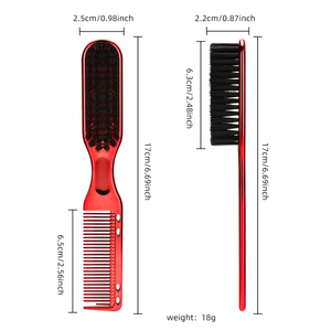 Double-Sided Hairdressing Comb for Broken Hair Sweeping Carving Nylon Bristle Beard Brush for Men