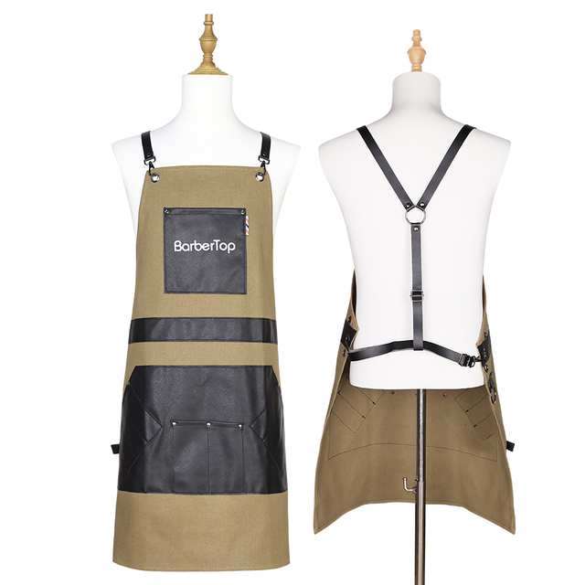 Factory Kitchen Chef Aprons Custom Logo for Beauty Salon Hairdresser Barber Work 4 Pockets Aprons