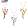 Crystal Metal Barber Shop Hair Dresser Scissors Jewelry Necklace Comb Hair Salon Accessory
