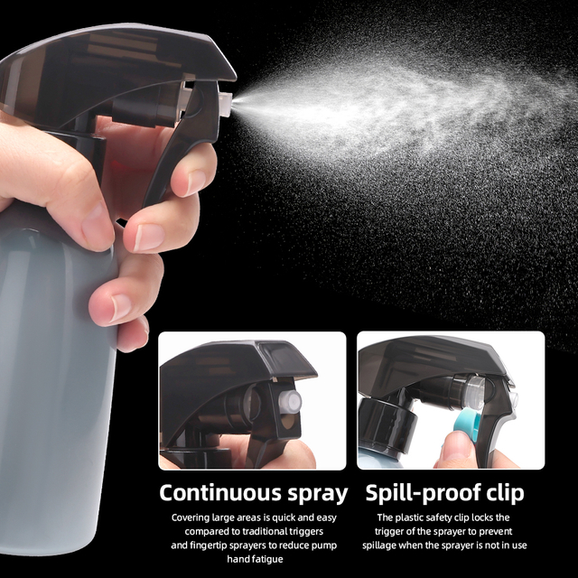 Salon Product Black Continuous Press Trigger Smooth Hair Sprayer bottle for Barbershop