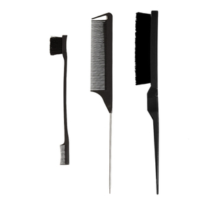 3 Pieces Hair Brush Set,Hair Styling Comb Including Dual Sided Edge Brush & Rat Tail Comb and Teasing Comb for Women Girl Barber