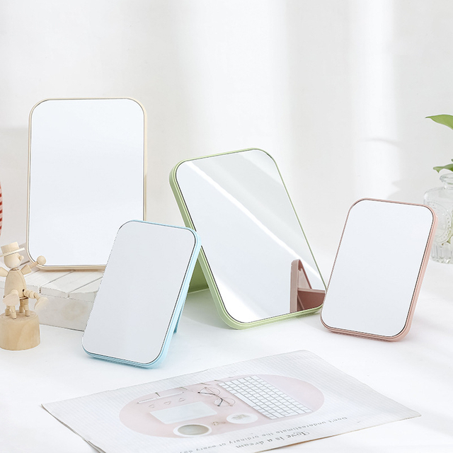 Makeup Mirror Folding Portable Small Vanity Mirrors Student Dormitory Desktop Square Colors Simple Luxurious One-sided