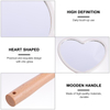 1pc Makeup Mirror Wooden Handle Handheld Cosmetic Mirror Heart Shape Fan Shape Mirror Round Square Mirror Salon Makeup Mirror