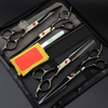 5 kit Japan steel 7 '' black pet dog grooming hair cutting scissors dog thinning barber haircut shears hairdresser scissors set