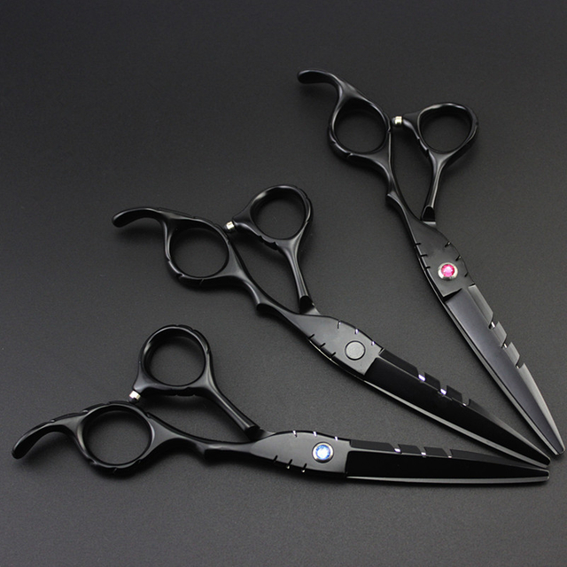 Professional Japan Steel 5.5 6 '' Black Hair Scissors Haircut Scissor Thinning Barber Hair Cutting Shears Hairdresser Scissors