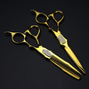 Professional JP 440c steel 6 '' Upscale scissor Gold hair scissors haircut thinning barber cutting shears hairdressing scissors