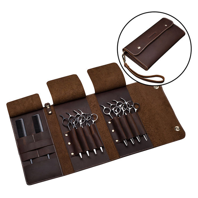 Leather Hair Scissors Display Bag Hairdressing Barber Scissor Bag