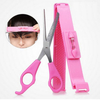 DIY Hair Cutting Pruning Bangs Hairdressing Women Pink Hair Cutting Scissor with Ruler Professional Barber Tools Accesorios