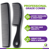 4 Piece Professional Comb Set Black - USA MADE - Fine Pro Tail Combs, Dresser Hair Comb Styling Comb 