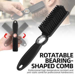 Front view of the black bearing beard brush showing dense exfoliating bristles