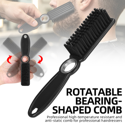 Front view of the black bearing beard brush showing dense exfoliating bristles