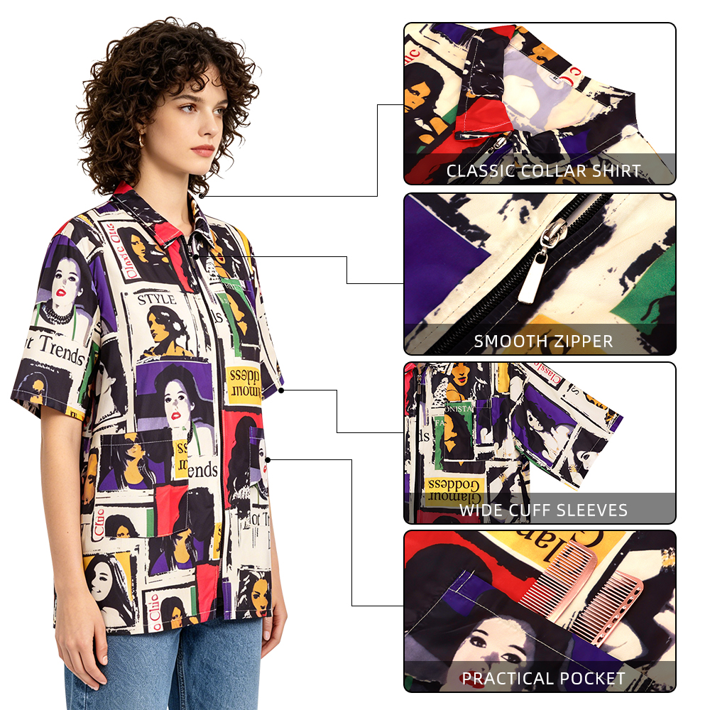 zipper barber uniform