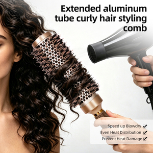 Salon blowout styling brush with ventilated barrel