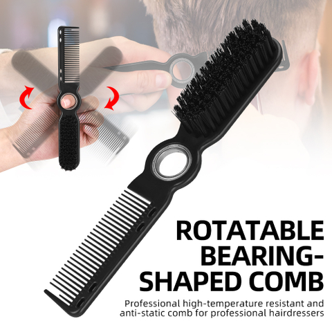 Precision Rotating Beard Brush & Comb - Dual-End Grooming Tool for Men