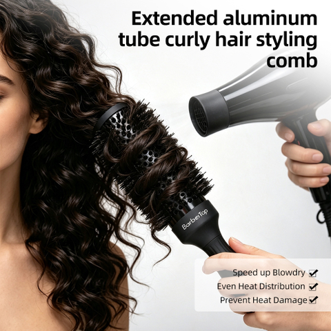 BarberTop black professional round hair brush sizes 25 32 45 53 display