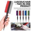 3 Row Hair Comb for Natural Detangling Hair Styling Brush Nylon Bristle Unbraider Teasing Rat Tail Comb for Women